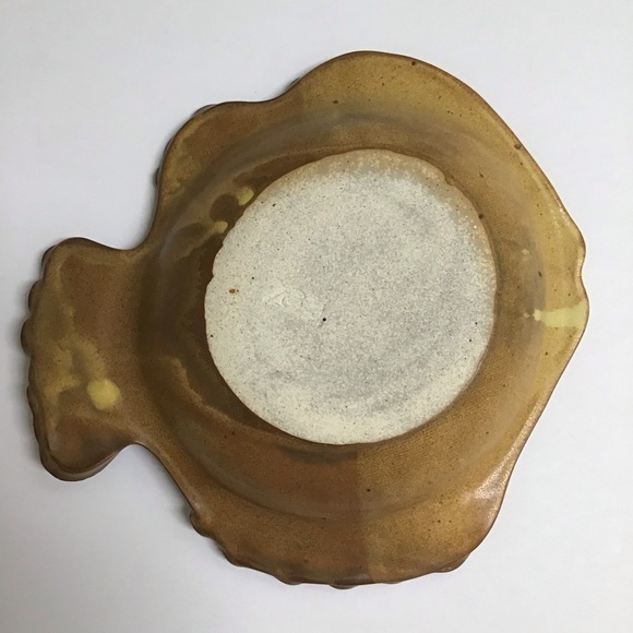 Studio Pottery SIGNED Fish Dish Plate Large Earth Tones Stoneware Florida Beach - Picture 12 of 14